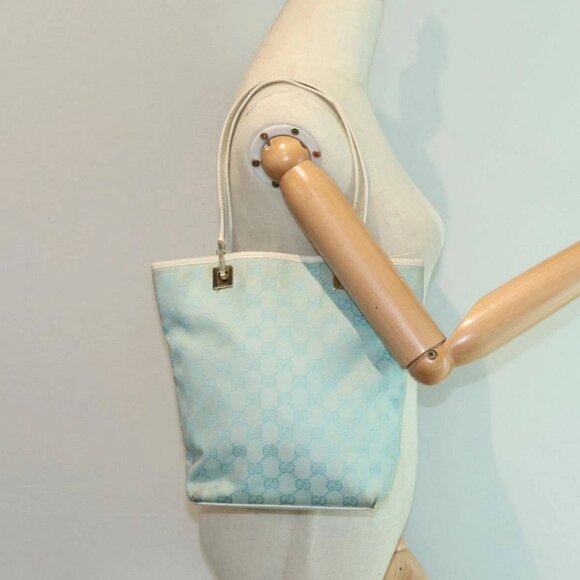GUCCI GG Canvas Shoulder Bag Blue White - Picture 1 of 16